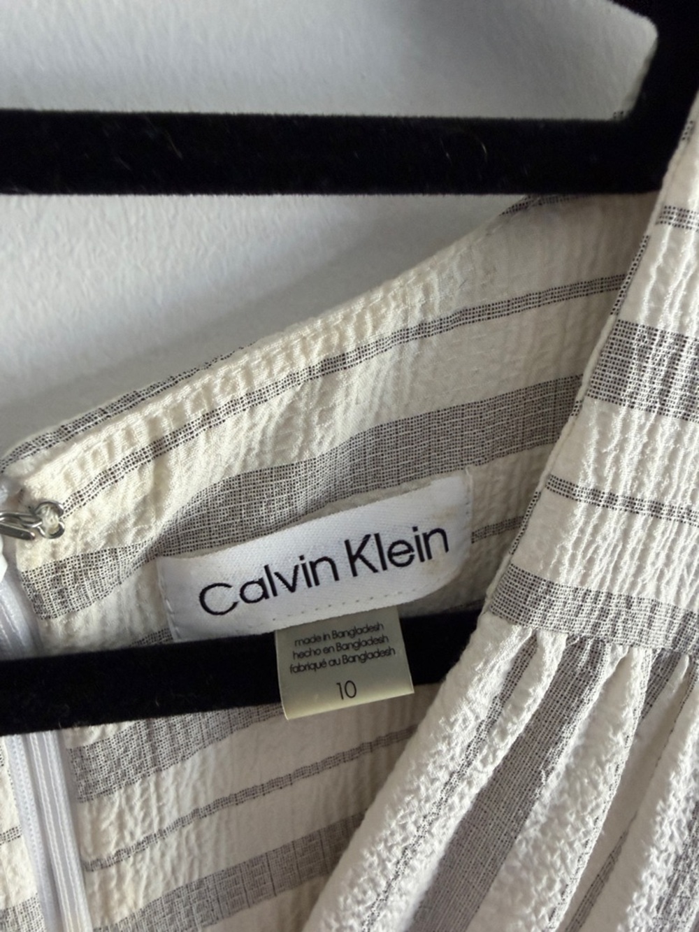 Calvin Klein White and Gray Striped Midi Wrap Dress - Picture 3 of 4